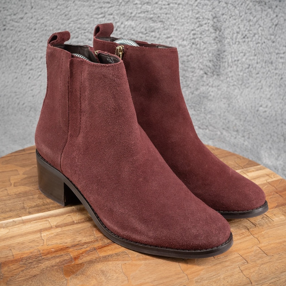 6 B Cole Haan Addie Round‎ Toe Zippered Booties Womens Red Casual Boots W22414